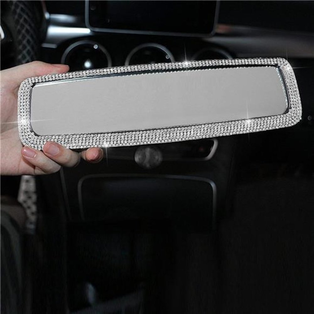 Bling Rhinestone Car Rear View Mirror,Car Rear View Mirror with Crystal Diamonds - Picture 2 of 7